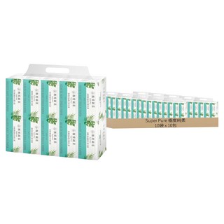 SUPER PURE 極度純柔 淨柔感抽取式花紋衛生紙 100張, 10包, 10袋