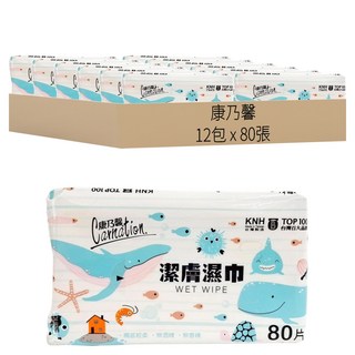 康乃馨 潔膚濕巾補充包 海洋風版, 1入, 12包