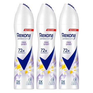 Rexona 蕊娜 制汗爽身噴霧 自由舒暢 135ml 72小時長效制汗 清新舒暢, 3瓶