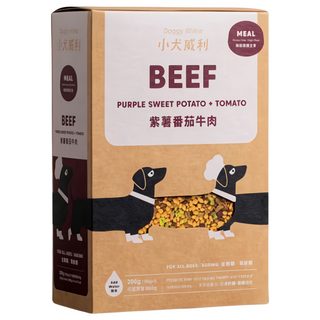 Doggy Willie 小犬威利 犬用凍乾主食，紫薯蕃茄牛肉，富含天然牛磺酸，抗氧化茄紅素，富含膳食纖維, 200g, 1盒