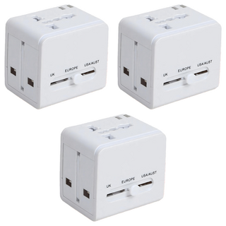 DTAudio 1500W萬國旅行充 帶USB-A/多國插座 寬電壓設計, 6cm, 白色, 3個