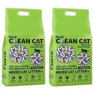 Purré Clean Cat 乾淨貓混合貓砂 6L, 2包, 綠茶