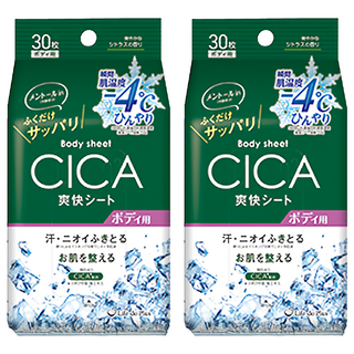 綠cica)日本life-do.plus超爽快身體用濕紙巾積雪草薄荷柑橘香30枚, 2入, 30張