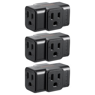 PowerSync 包爾星克 3P轉3P 3插壁插 TC3303N0, 黑色, 3個, 6.48cm