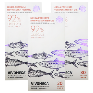 日華 挪威高濃度頂級魚油 EPA + DHA 92% 1000mg, 30顆, 3組