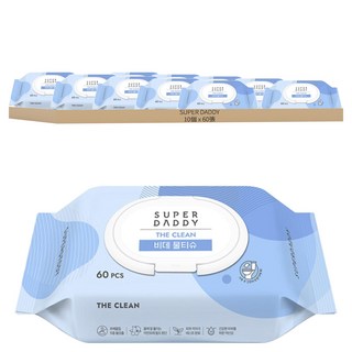 SUPER DADDY The Clean 坐浴盆濕紙巾 附蓋型, 10個, 60g, 60張