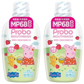 Probo 博寶兒 佩佩豬多益肽草莓口味兒童漱口水 雙效防蛀 溫和不刺激 食品級風味, 500ml, 2瓶
