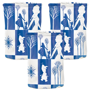 收納王妃 迪士尼收納系列 冰雪收納桶 圓形小款 14 x 10cm, 冰雪季節 藍色 + 白色, 3個