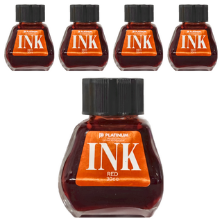 PLATINUM 白金牌 鋼筆專用墨水 INK-400 30ml, 紅色, 5瓶