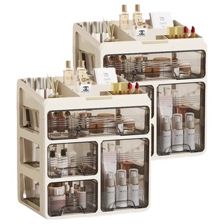 小麥購物 化妝品收納盒 L2901, 2個, 米白色