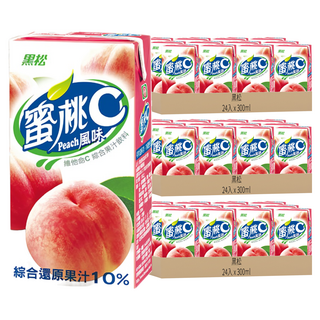 黑松 果汁C系列 蜜桃 含維生素C 還原果汁10%, 300ml, 72入