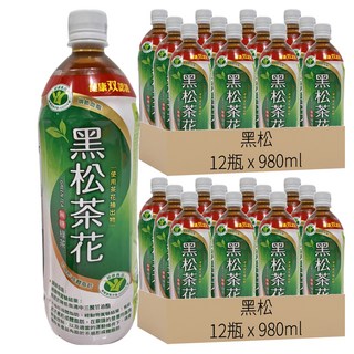 黑松茶花 無糖綠茶 980ml, 24瓶