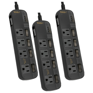 安全達人 BiBi聲AI過載警報延長線 4孔 5開 6尺 3P, 3個, 灰色, 1.8m