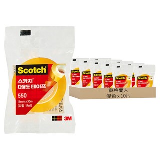 3M Scotch 550 多用途玻璃紙膠帶補充包, 混色, 10片