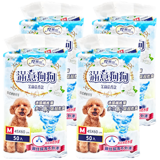 Mores 摩爾思 滿意狗狗寵物尿墊 茉莉花香 S(100入): 45*33cm M: 60*45cm 50片 200片, M(60 x 45cm), 4包