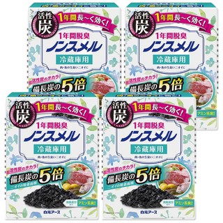 Hakugen 白元 冰箱活性炭脫臭劑 1年除臭 冰箱(600L)適用, 25g, 4盒