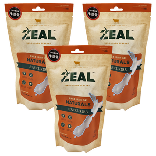 ZEAL 真致 100%紐西蘭牛肉肋骨 (分段) 天然風乾零食, 牛肉狗零食, 125g, 3包