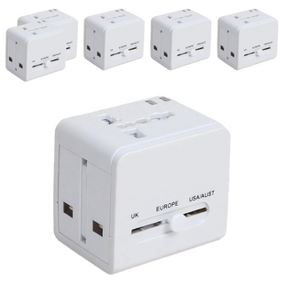 DTAudio 1500W萬國旅行充 適用多國 帶USB-A/多國插座 寬電壓設計, 6cm, 白色, 6個