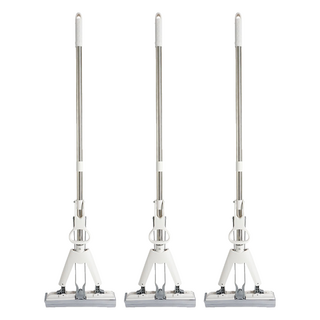 美型夾式膠棉拖把 強力吸水 不鏽鋼桿, 3支, 112 x 28 x 6cm