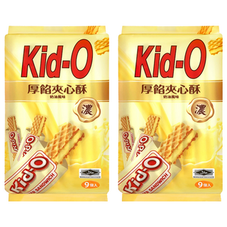 Kid-O 厚餡夾心酥分享包 奶油風味 酥脆餅乾 獨立包裝, 171g, 2袋