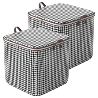 德利生活 大容量收納袋 50 x 40 x 50cm 110L, 千鳥格, 2個