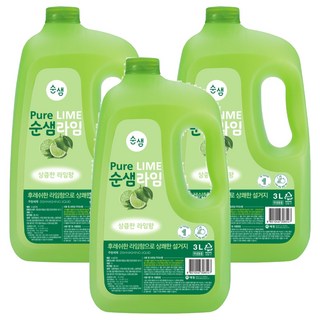 Soonsaem 蔬果碗盤洗潔劑 萊姆香, 3L, 3瓶