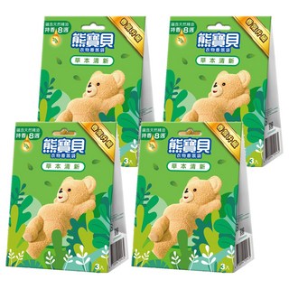 熊寶貝 衣物香氛袋 草本清新, 蘊含天然精油 持香8週，3入, 21g, 4盒