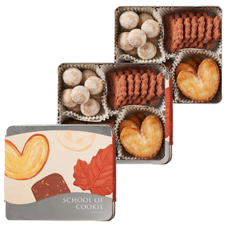 School of Cookie 台灣優格餅乾學院 點心時刻 天然奶油餅乾鐵盒, 220g, 2盒