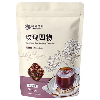 糖鼎 黑糖磚 玫瑰四物 獨立包裝, 1袋, 30g, 7顆