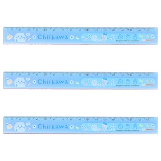 sun-star 卡通直尺 17.5cm, 吉伊卡哇花朵藍色款, 3支