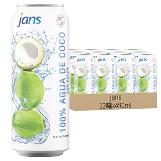 jans 100%椰子水, 490ml, 12罐