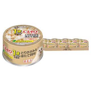 INABA CIAO 啾嚕 1歲以下幼貓用旨定罐 雞肉 + 干貝 85g, 24罐