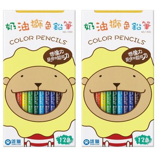 雄獅長支色筆12色 - 兒童繪畫、色彩鮮明、紙盒包裝, 2入