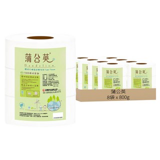 蒲公英 環保大捲筒衛生紙, 3捲, 8袋