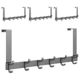 太空鋁門後掛鉤 上下鉤設計 雙倍吊掛收納 美觀不易生鏽 6鉤, 槍灰色, 4個