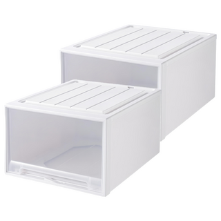 小麥購物 加厚抽屜式整理箱, 透白, 2個