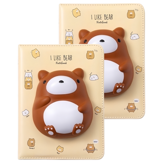 SKB 抒壓筆記本 立體動物造型 可愛療癒舒壓 PU和紙材質, 棕熊, 2本