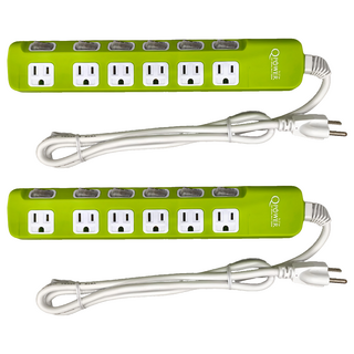 Tyson 太順電業 QPOWER 太超值 7切6座3P延長線 TS-376A, 1.2m, 萊姆, 2條