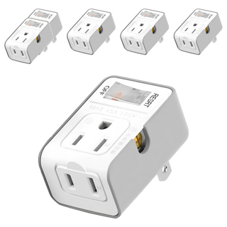 POLYWELL 寶利威爾 帶開關3變2節能插頭 PW15-T05-A025, 灰色 + 白色, 6個