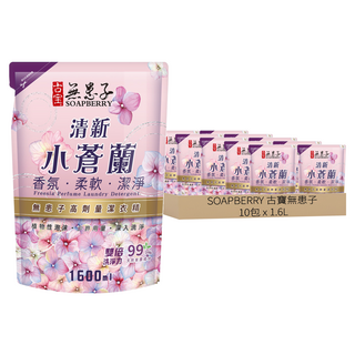 SOAPBERRY 古寶無患子 全新升級濃縮洗衣精補充包 小蒼蘭 香氛柔軟潔淨 99%天然來源成分, 1.6L, 10包