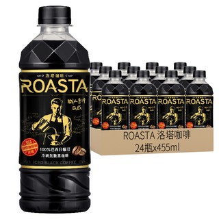 ROASTA 洛塔咖啡 冷研無糖黑咖啡, 100%精選日曬豆 24瓶, 455ml