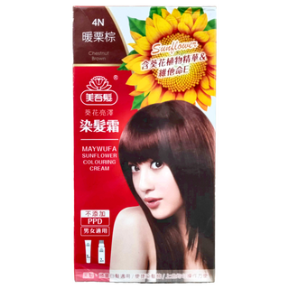 美吾髮 葵花亮澤染髮霜, 4N 暖栗棕色, 1盒