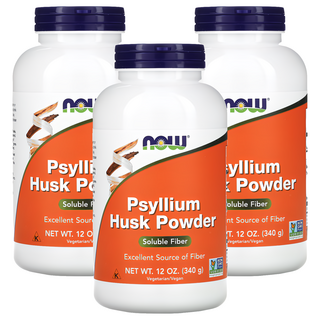 now 洋車前子殼粉 每份含7公克膳食纖維 素食可 非基因改造 無麩質, 340g, 3罐