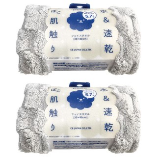 CB JAPAN carari poco格紋系列 超細纖維毛巾 30x80cm, 典雅灰, 2條