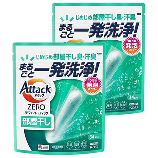 Attack ZERO 極效洗衣霸 室內晾乾 綠, 34支, 2袋