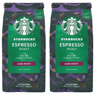 星巴克 濃縮烘焙咖啡豆, 100%阿拉比卡咖啡豆, 200g, 2包