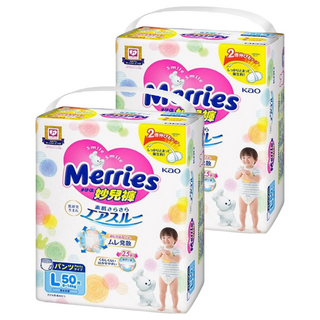 Merries 妙而舒 日本境內版 妙兒褲/尿布 9~14kg, L, 100片