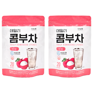 Danongwon 乳酸菌康普茶 荔枝, 健康無糖 零卡路里 氣泡感, 5g, 20條, 2袋