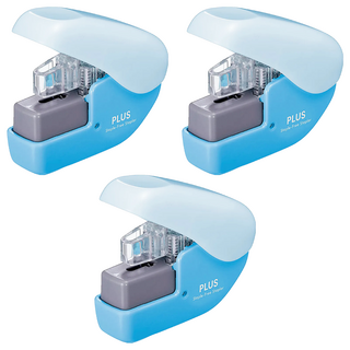 PLUS 普樂士 無針訂書機 4枚 SL-104NB, 藍色, 3個