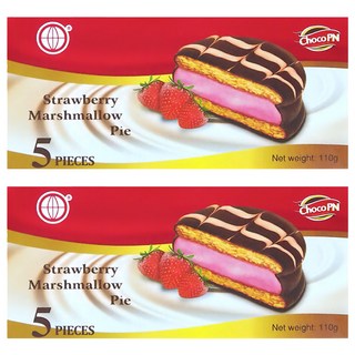 殷茂 地球巧克力派草莓口味, 5個裝, 淨重110g, 草莓棉花糖派, 22g, 2盒